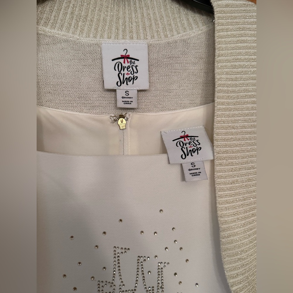 Disney Parks Dress Shop Castle Disneyland Rhinestone White Gold Dress Small RARE - Picture 9 of 9